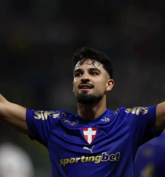 Flaco López comemora gol do Palmeiras contra o Santos pela Copa do Brasil