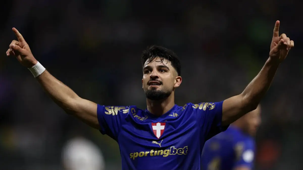 Flaco López comemora gol do Palmeiras contra o Santos pela Copa do Brasil