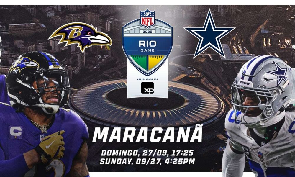 NFL no Rio: arte do jogo entre Baltimore Ravens e Dallas Cowboys no Maracanã