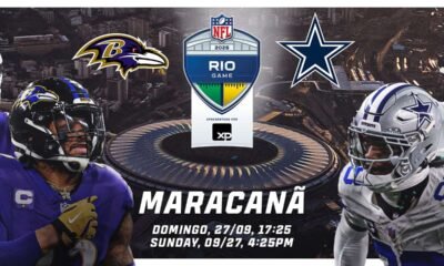 NFL no Rio: arte do jogo entre Baltimore Ravens e Dallas Cowboys no Maracanã