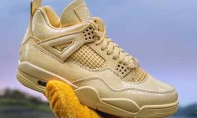 Air Jordan 4 x J Balvin Amazonas em couro amarelo texturizado