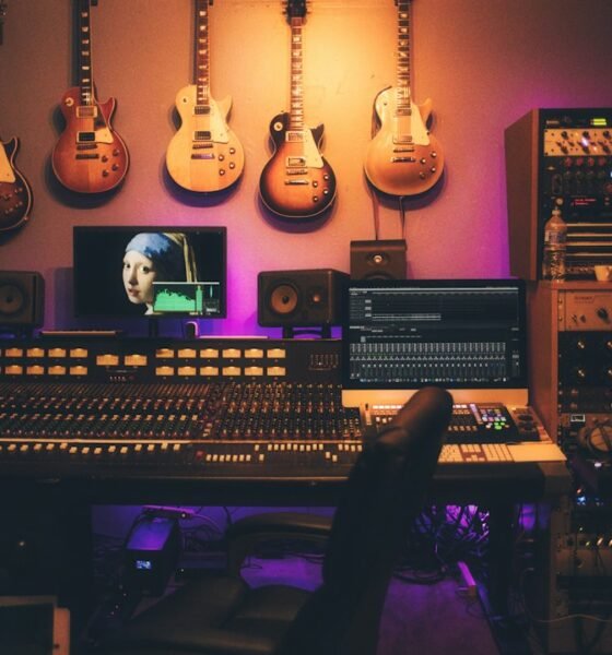 Estudio de gravacao musical com equipamentos