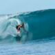 Surfista em onda representa a etapa do Challenger Series em Maresias