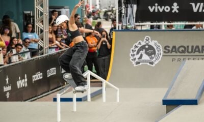 Maria Lucia durante competição de skate street em imagem de arquivo