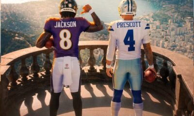 Arte do jogo entre Baltimore Ravens e Dallas Cowboys no Maracanã