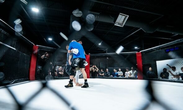 Luta de artes marciais em ringue representa a vitória de Tina Black no TUF 34