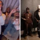 Drake e Future juntos na festa de 40 anos de Drake em Nova York, ao lado de foto de Travis Scott e convidados