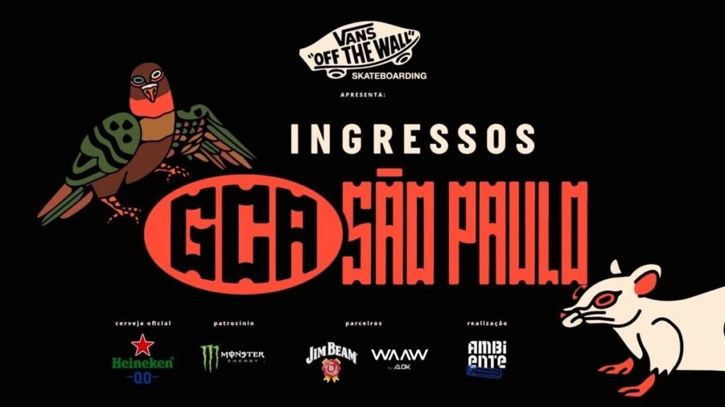 Imagem de divulgação oficial do GCA São Paulo 2026, festival de skate e música no Espaço Cultural Elza Soares
