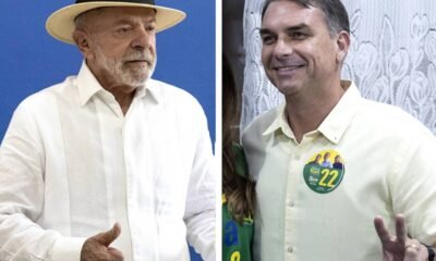 Imagem da cobertura do mapa de votos entre Lula e Flávio Bolsonaro em 2026