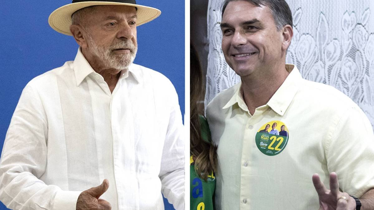 Imagem da cobertura do mapa de votos entre Lula e Flávio Bolsonaro em 2026