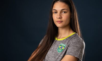 Maria Clara Pacheco em competição de taekwondo nos Jogos Pan-Americanos de 2023; foto de arquivo