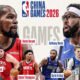 Arte dos NBA China Games 2026 com jogadores de Rockets e Mavericks