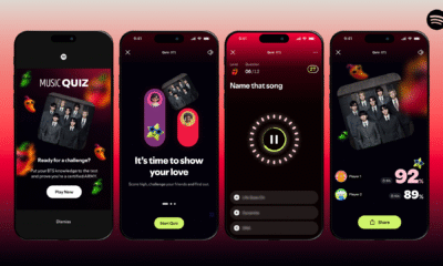 Interface do Spotify Music Quiz em celulares