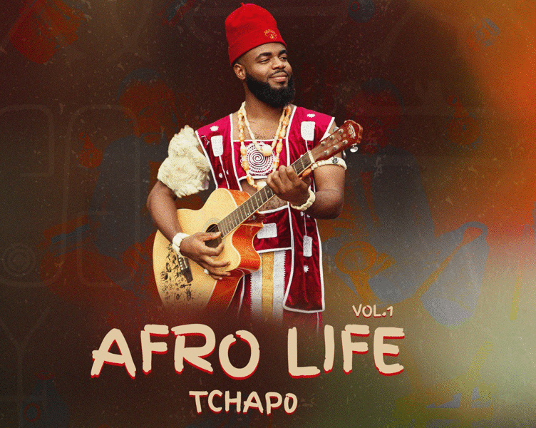 Capa de AfroLife Vol. 1, de Tchap0, com o artista segurando um violão