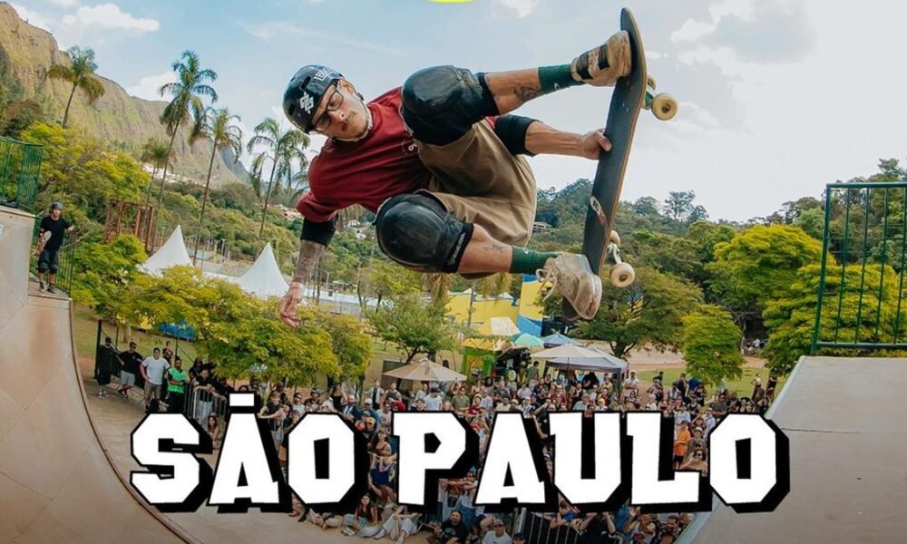 Arte de divulgação do Vert Battle São Paulo 2026 com skatista no halfpipe e datas de 17 e 18 de outubro