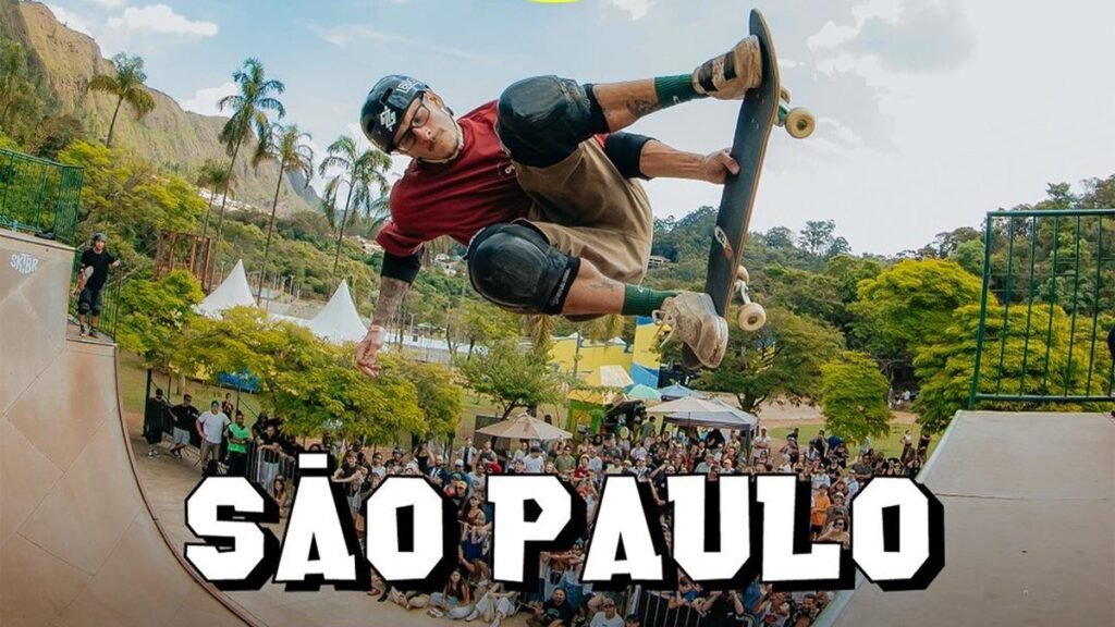 Arte de divulgação do Vert Battle São Paulo 2026 com skatista no halfpipe e datas de 17 e 18 de outubro