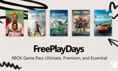 Arte oficial do Xbox Free Play Days com cinco jogos da Ubisoft liberados no fim de semana