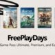 Arte oficial do Xbox Free Play Days com cinco jogos da Ubisoft liberados no fim de semana